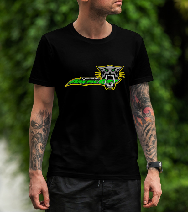 Team Arctic Cat Logo With Fierce Cat Head T-Shirt