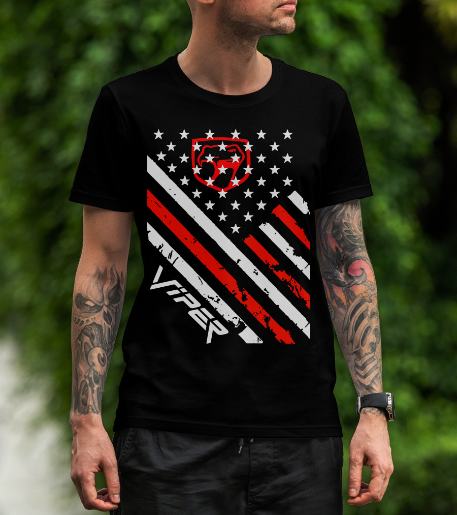 Dodge Viper American Flag Stripes And Stars T-Shirt