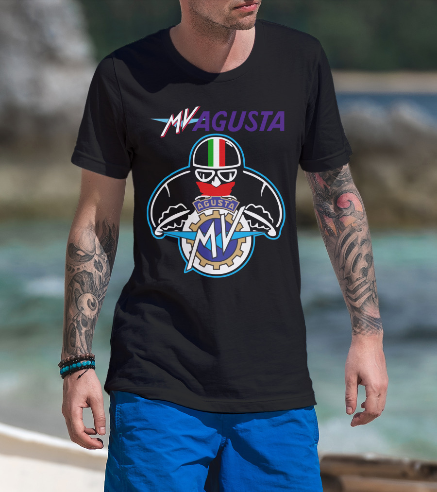 MV AGUSTA Racing Style Italian Flag Helmet T-Shirt
