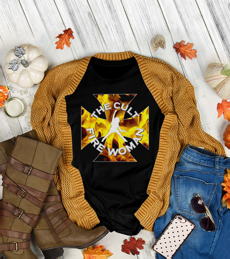 The Cult Fire Woman Flames Emblem T-Shirt