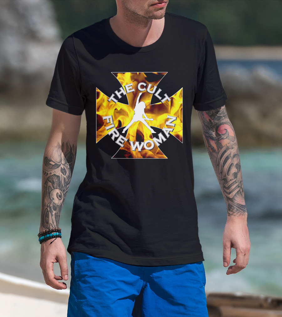 The Cult Fire Woman Flames Emblem T-Shirt