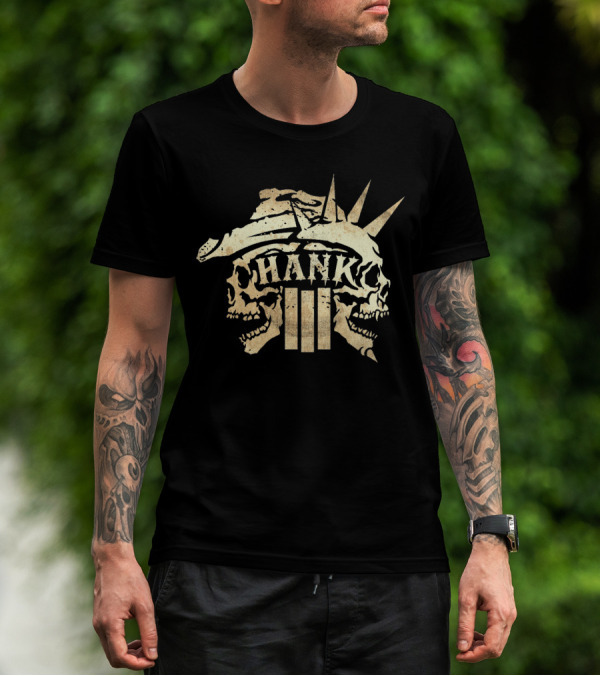 Hank III Skull Design With Statue Of Liberty Crown T-Shirt