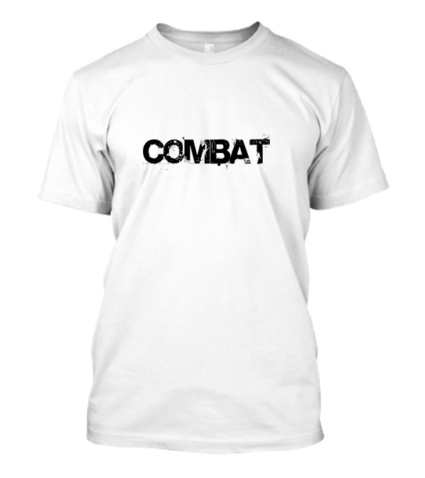 COMBAT Distressed Grunge Style Textured Bold Typography T-Shirt
