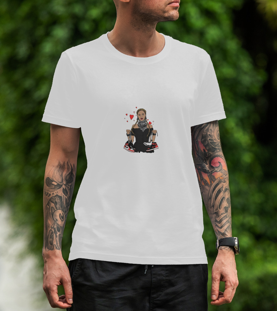 Beyonce Holding Sneakers With Red Hearts T-Shirt