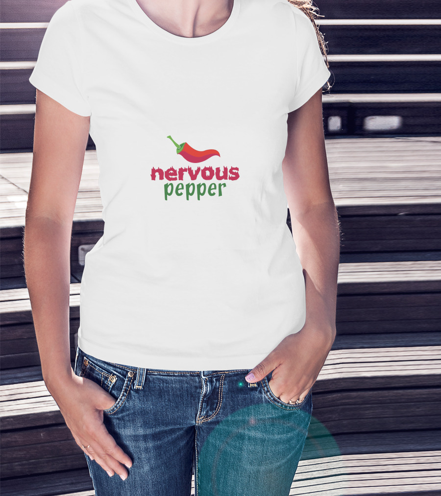 Nervous Pepper Red Chili Drawing T-Shirt