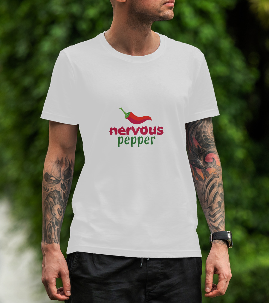 Nervous Pepper Red Chili Drawing T-Shirt
