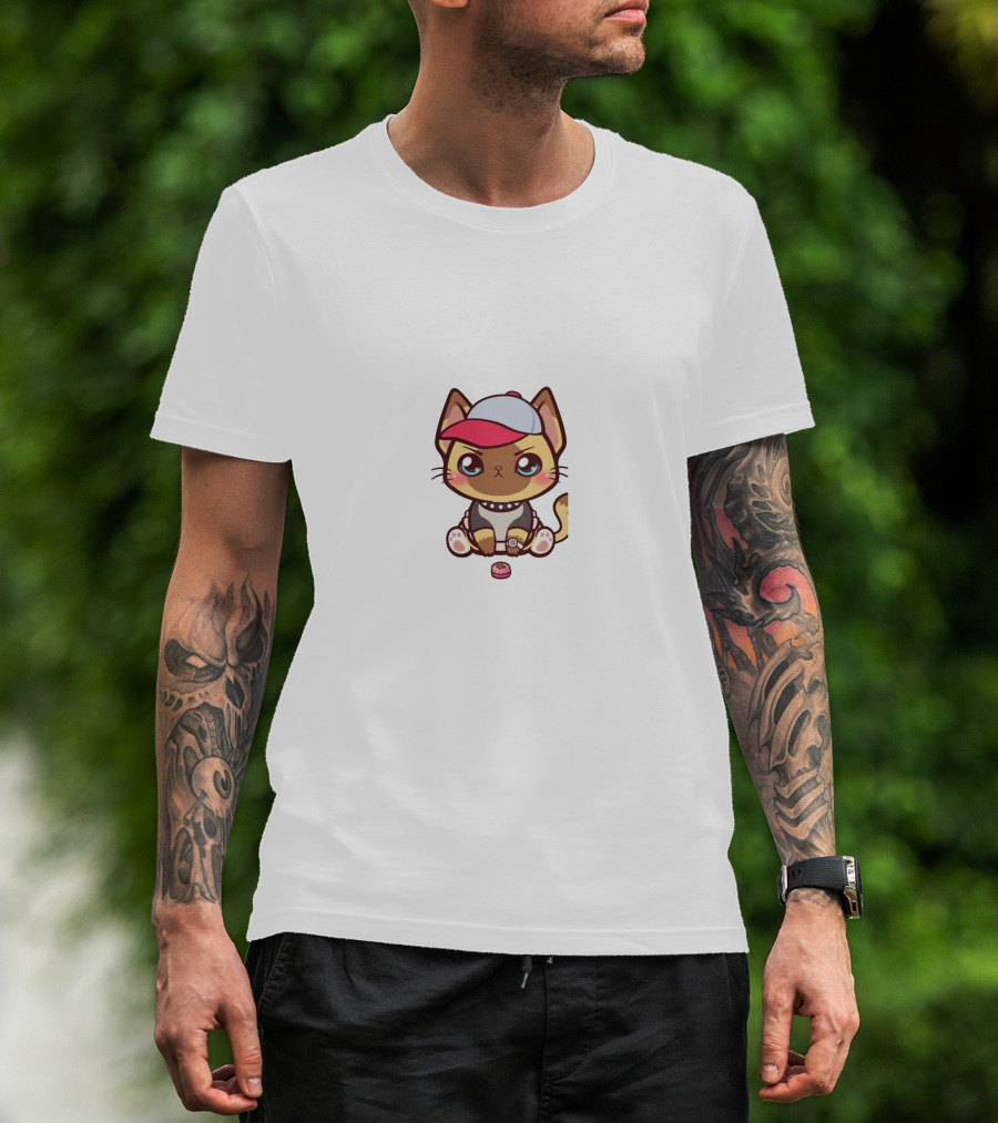 EddieVR Cat With Hat And Donut T-Shirt