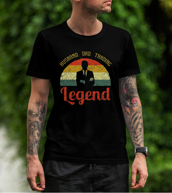 Husband Dad Trading Legend Vintage Style Silhouette Day Trader Investor T-Shirt