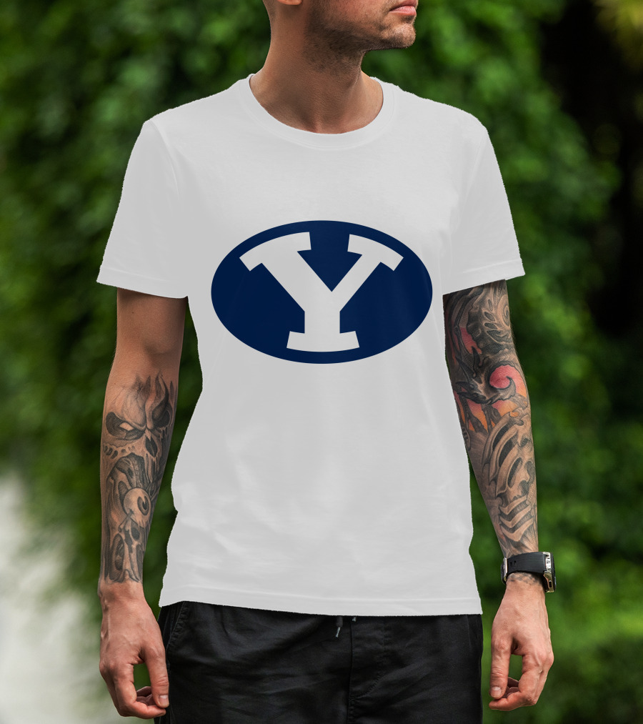 Brigham Young Cougars Y Logo Blue Oval T-Shirt