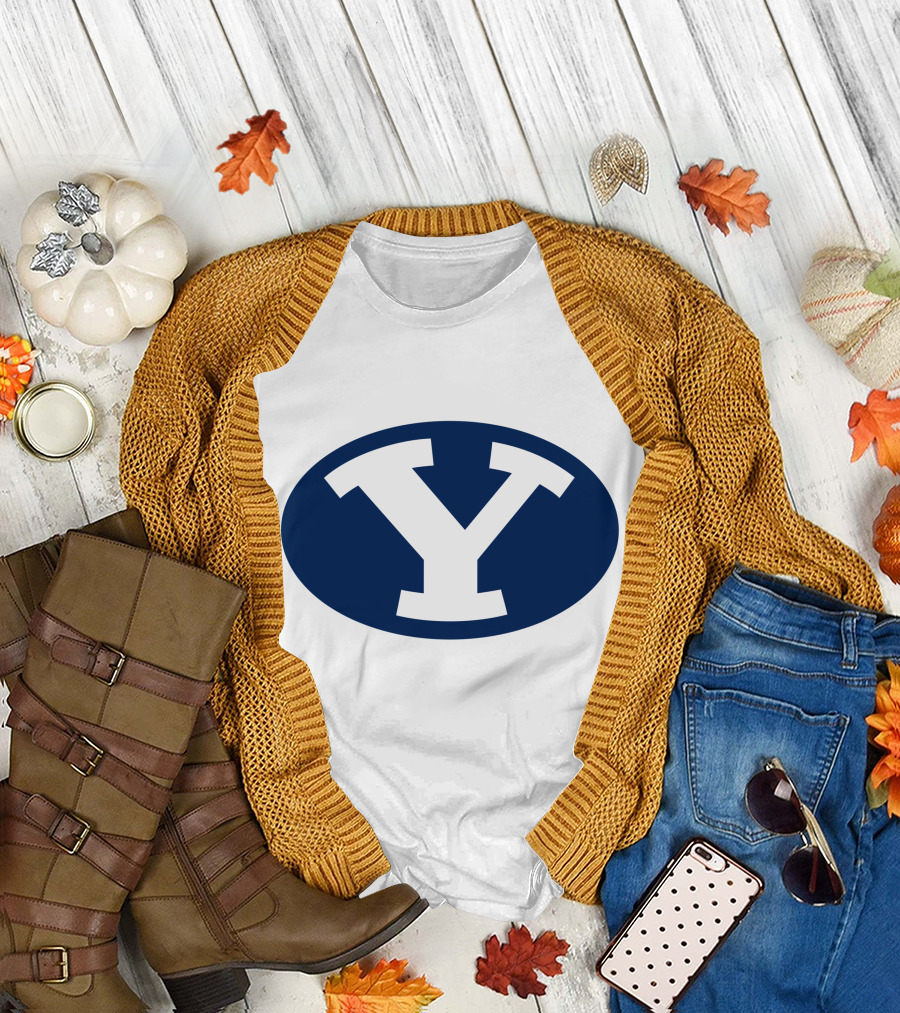 Brigham Young Cougars Y Logo Blue Oval T-Shirt