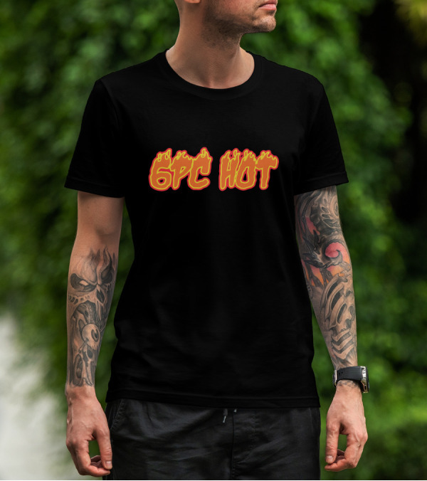 6pc Hot Logo 6lack Merch Fiery Text T-Shirt