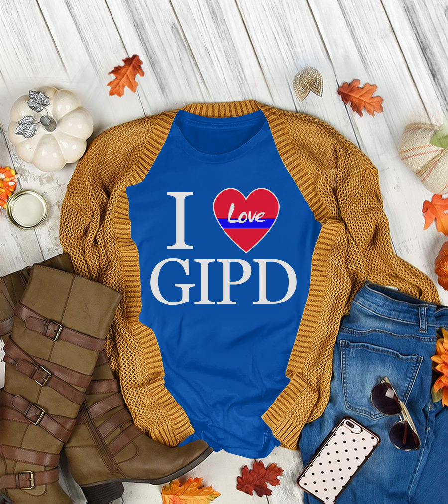 I Love GIPD Heart Symbol Blue Background T-Shirt