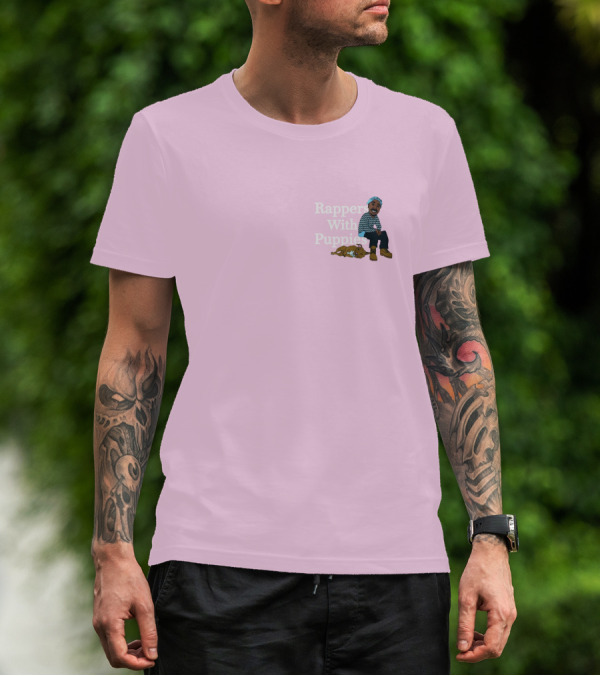 Rappers With Puppies Zumiez Pink Background Beanie And Boots T-Shirt