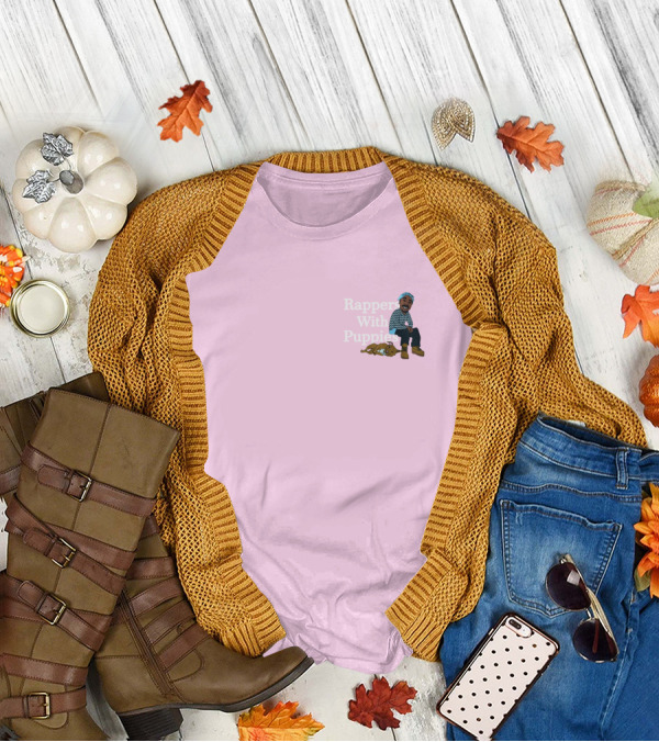 Rappers With Puppies Zumiez Pink Background Beanie And Boots T-Shirt