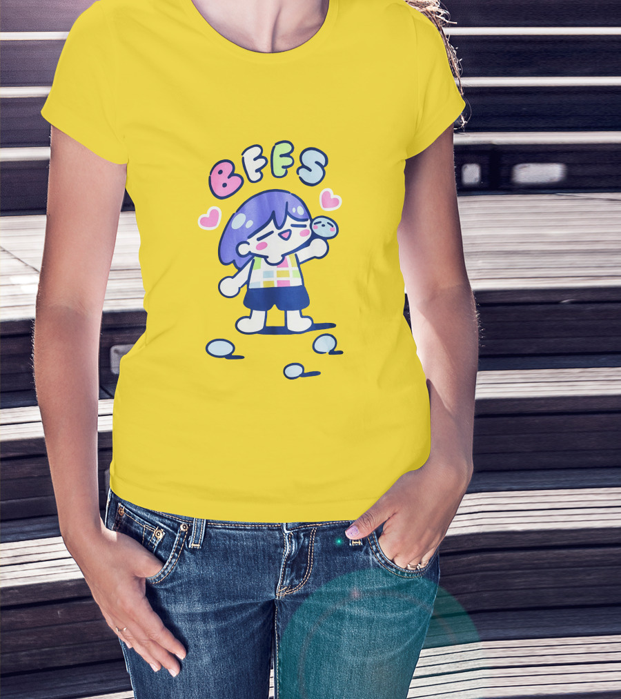 Omocat Omori Kel BFFS Purple Hair Colorful Hearts T-Shirt