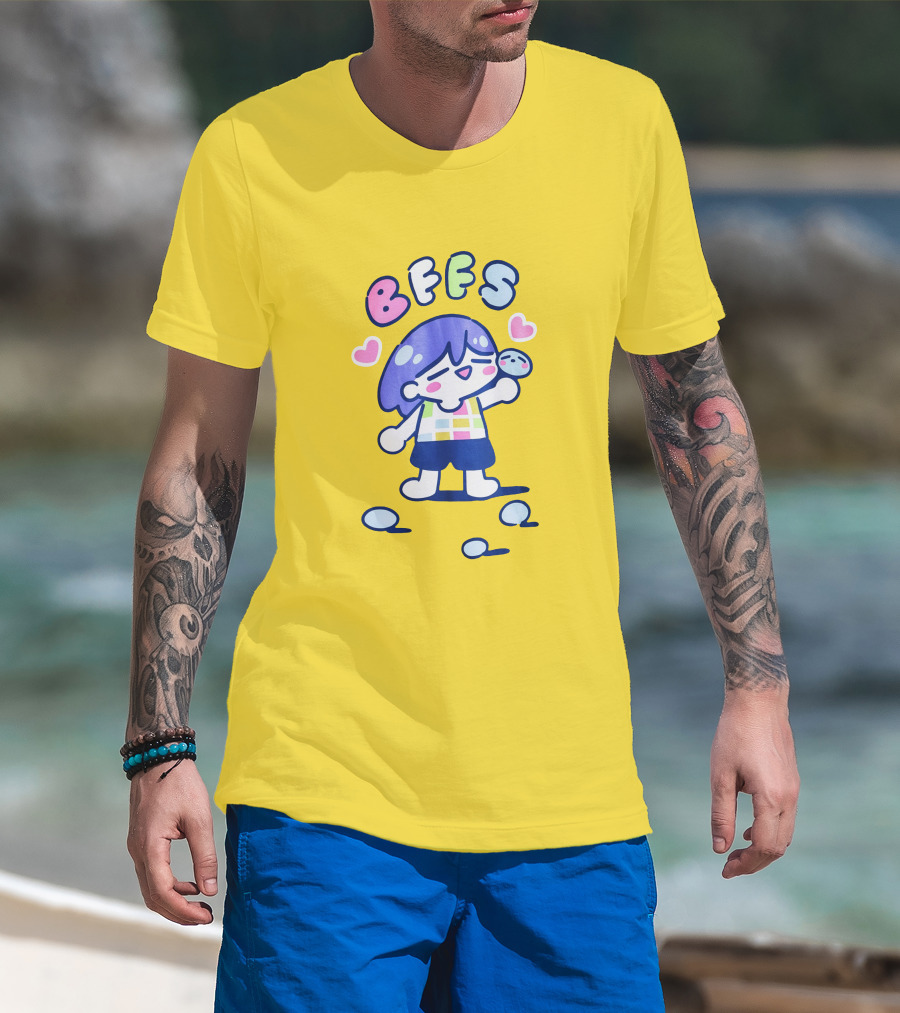 Omocat Omori Kel BFFS Purple Hair Colorful Hearts T-Shirt