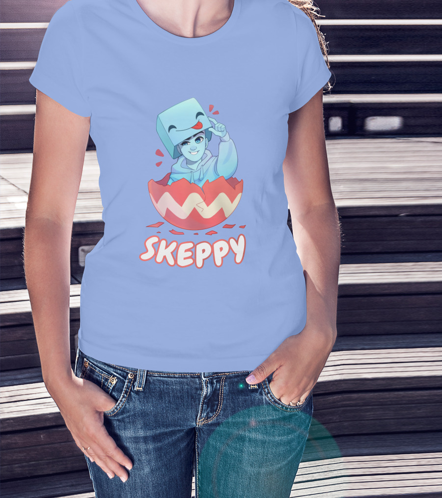 Skeppy Easter Merch Skeppy Egg Character In Red Cracked Shell T-Shirt