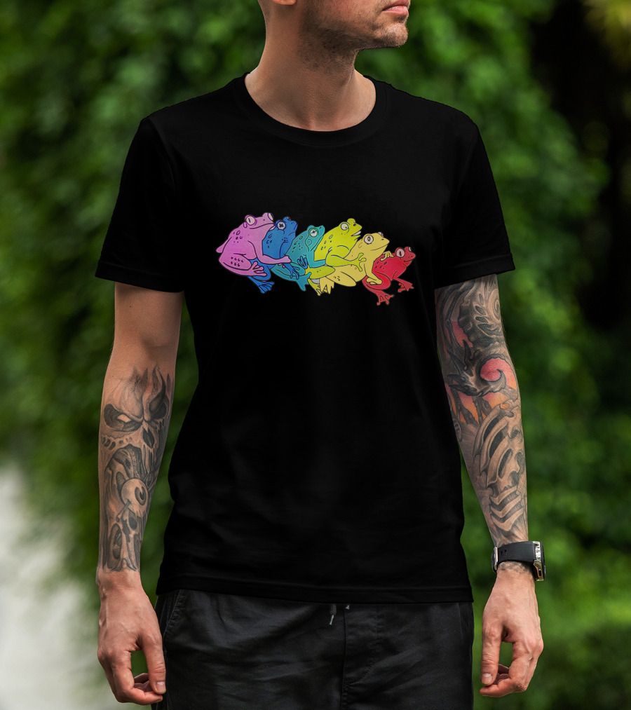 Internet Comment Etiquette Colorful Rainbow Frogs T-Shirt