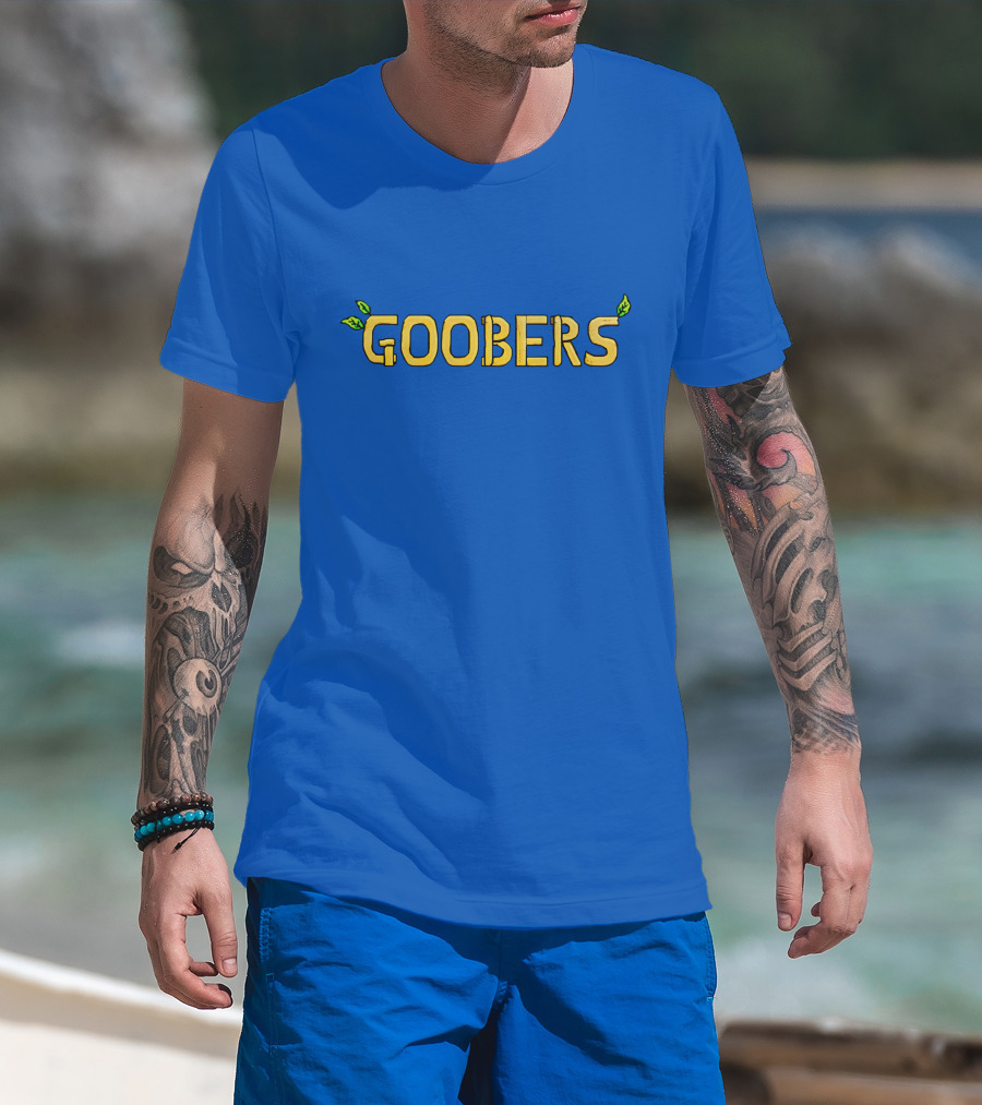 GOOBERS Nature Inspired Typography With Leaves T-Shirt