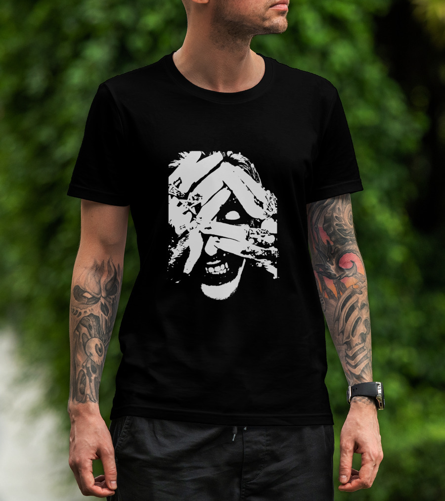 Jake E Munro Grin Eyes Covered Hands T-Shirt
