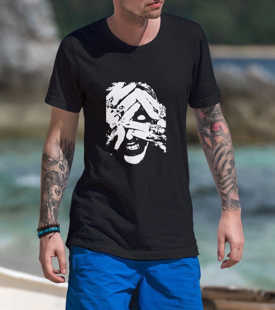 Jake E Munro Grin Eyes Covered Hands T-Shirt