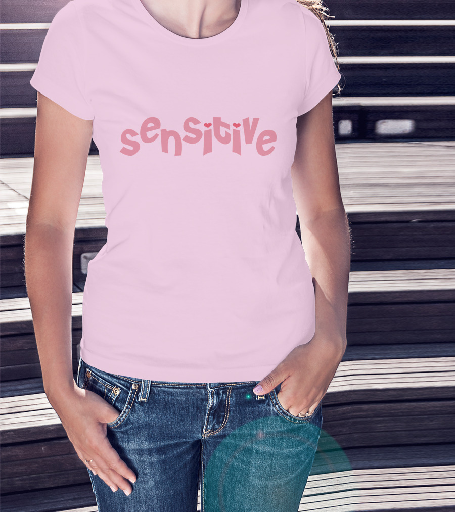 Lilsimsie Merch Sensitive Pink Heart Letters T-Shirt
