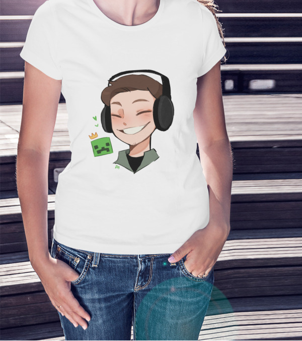 Sam Awesamdude Merch Handsamdude Pixel Crown Headphones Smile T-Shirt