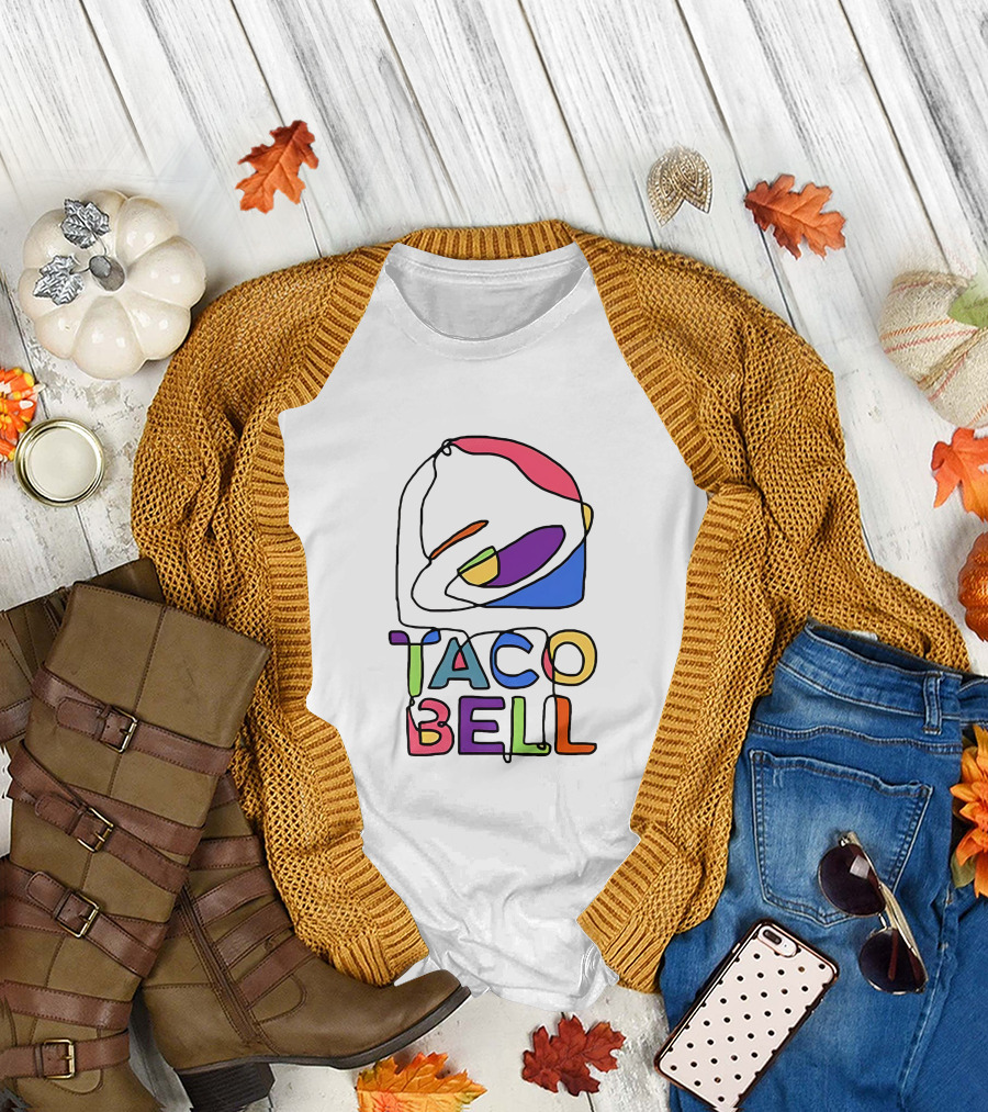 Taco Bell Trippy Logo Multicolor Outline T-Shirt