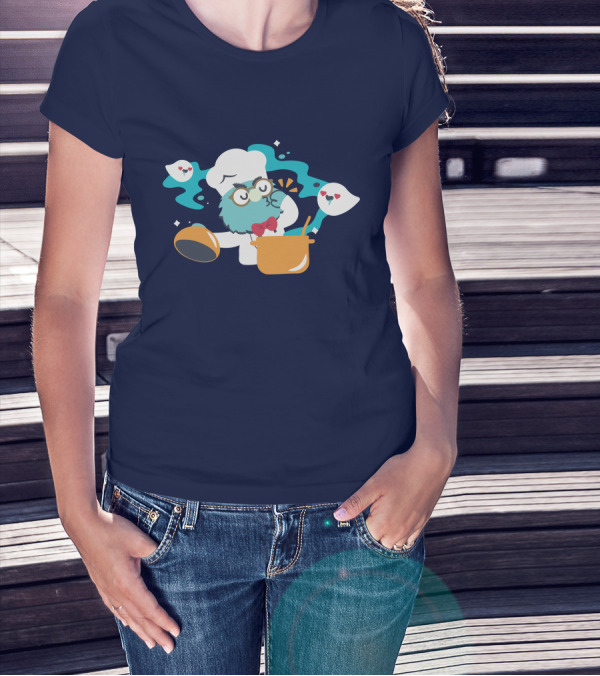 Cooker Owl With Floating Spirits Love Potion Scene T-Shirt