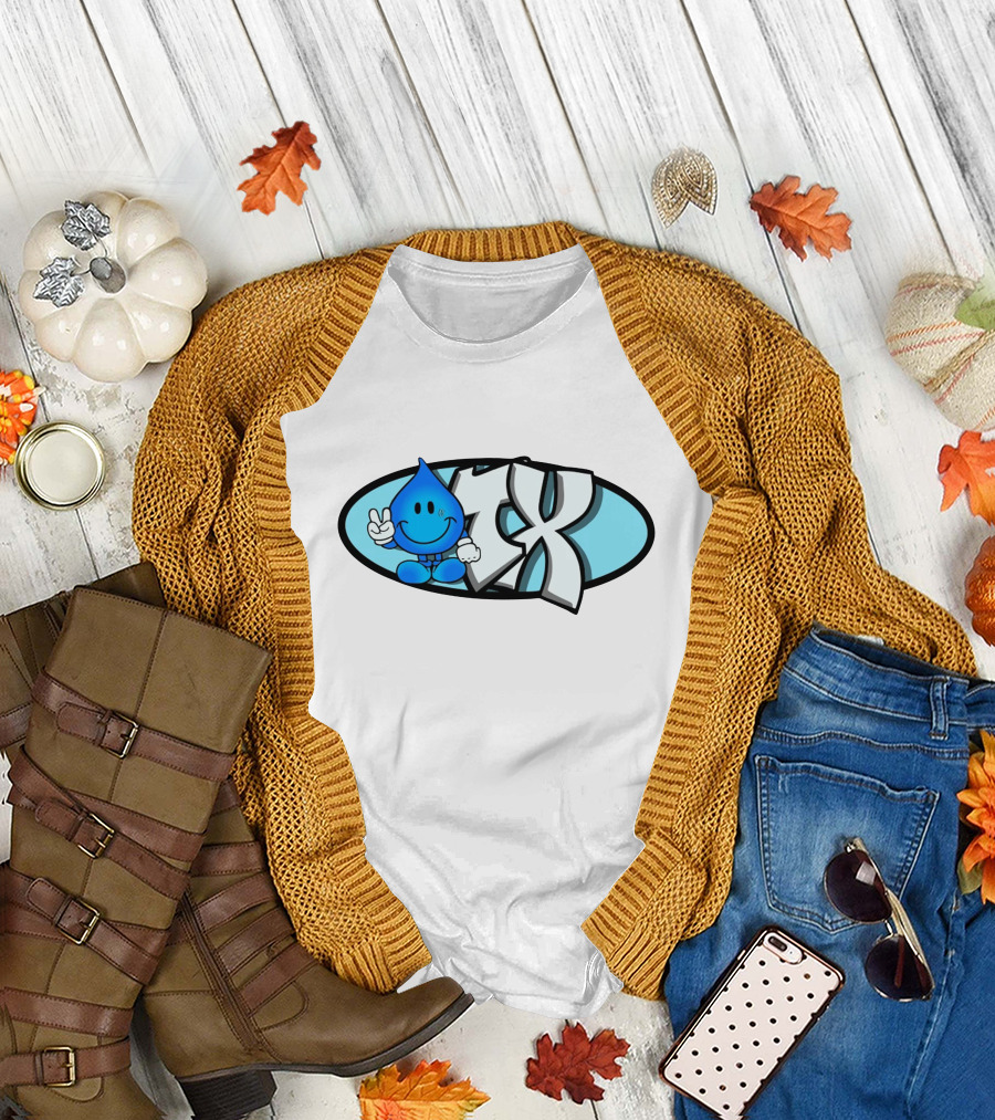 Ohgeesy 4X Blue Drip Smiling Character Peace Sign T-Shirt
