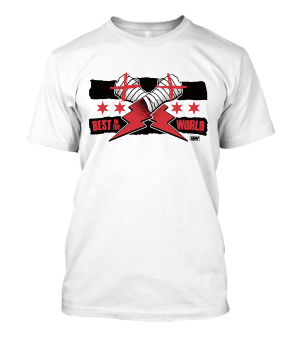 AEW CM Punk Best In The World Crossed Fists Lightning Stars T-Shirt