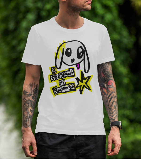 5 Seconds Of Summer 5SOS Merch Anarchy Dog With Star Punk T-Shirt