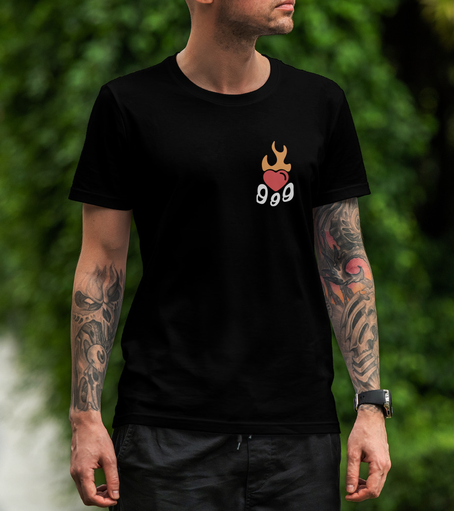 Juice Wrld 999 Burning Hearts Flaming Heart T-Shirt