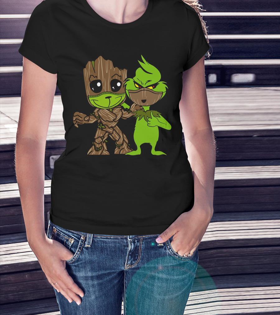 Groot Meets The Grinch Crossover Character Mashup T-Shirt