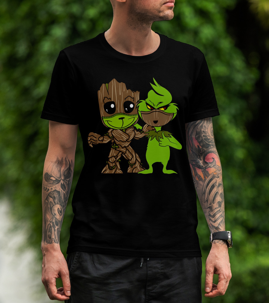 Groot Meets The Grinch Crossover Character Mashup T-Shirt