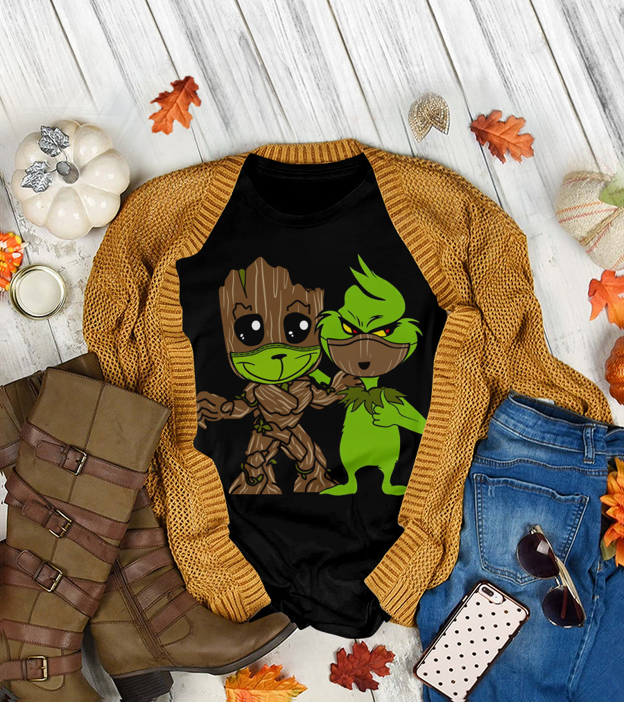 Groot Meets The Grinch Crossover Character Mashup T-Shirt