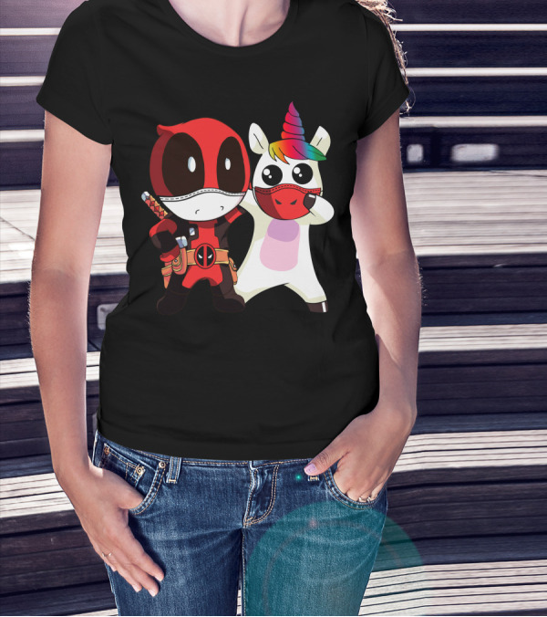 Deadpool Unicorn Rainbow Masked Duo Adventure T-Shirt