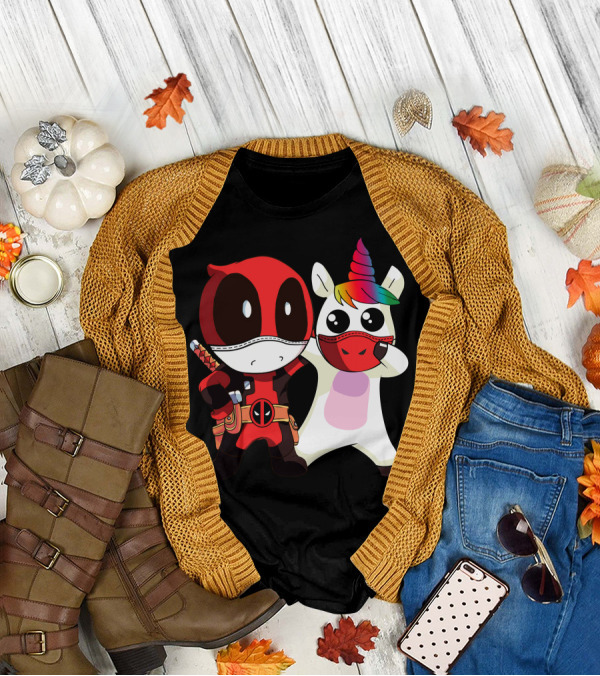 Deadpool Unicorn Rainbow Masked Duo Adventure T-Shirt