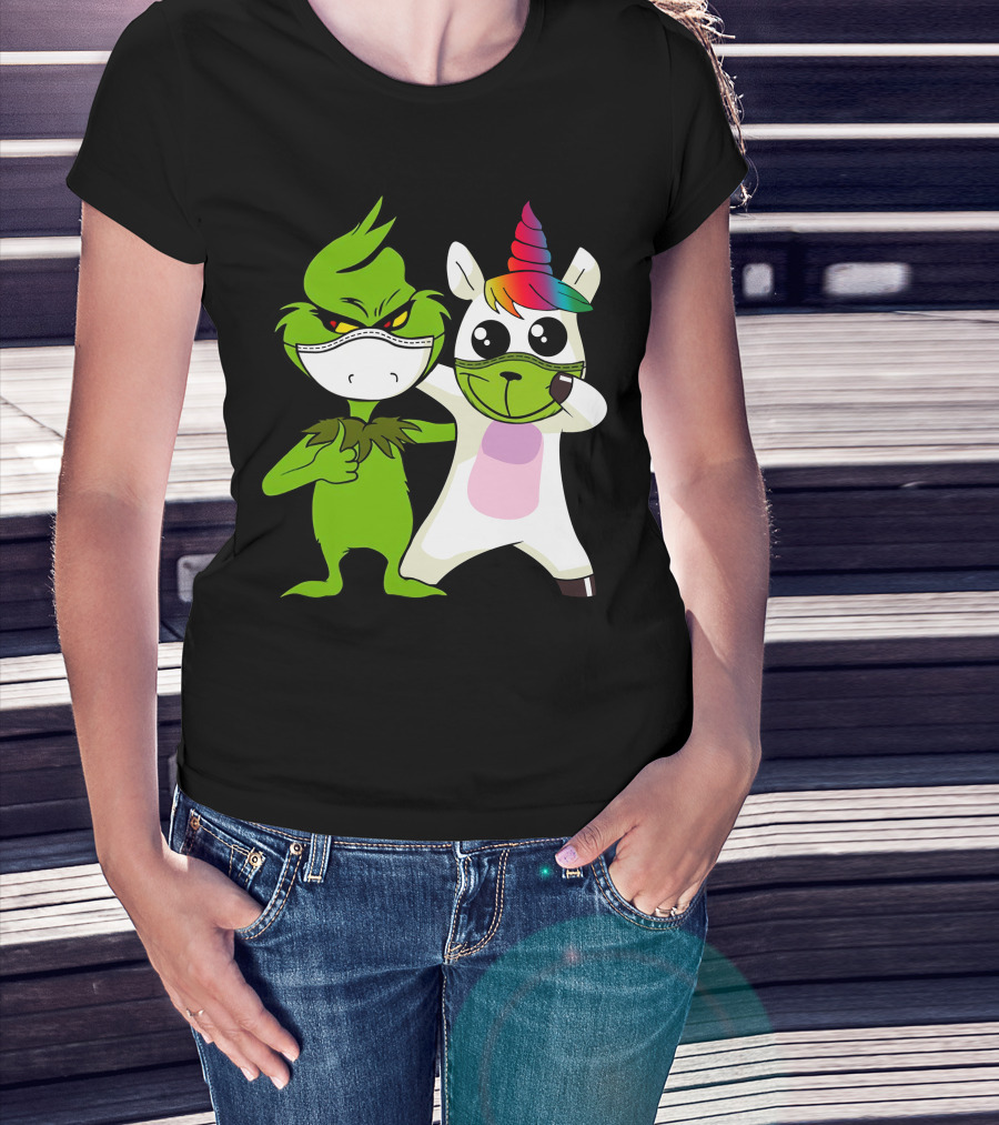 Grinch Unicorn Masked Duo Hugging Cute T-Shirt