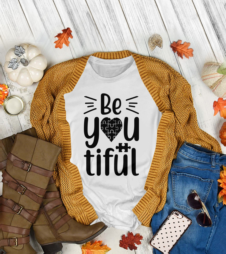 Be You Tiful Heart Puzzle Piece T-Shirt
