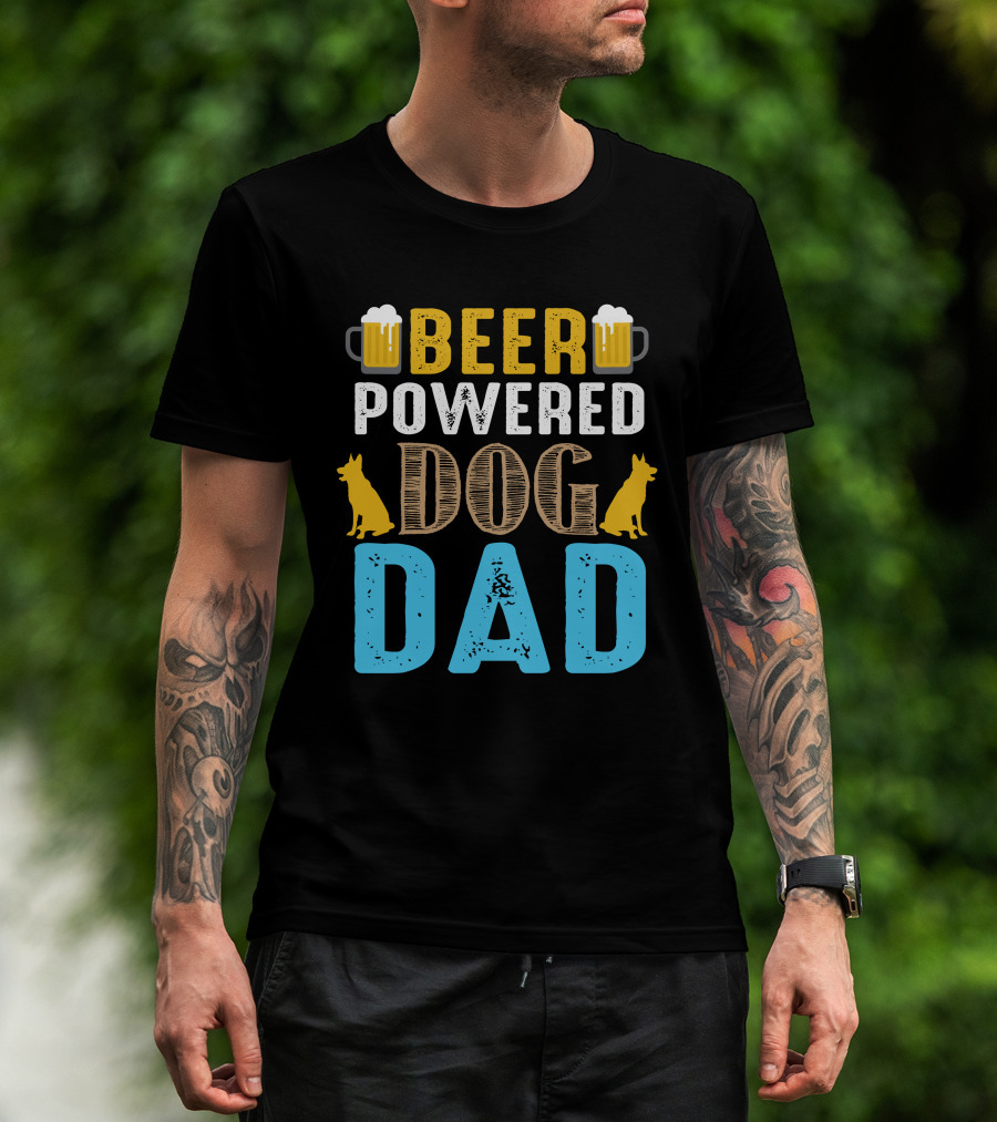 BEER Powered Dog Dad T-Shirt