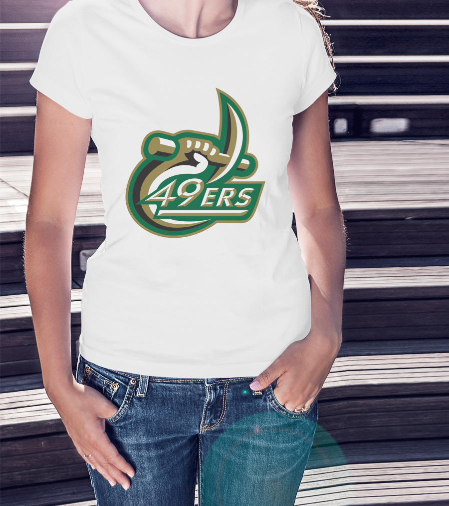 Charlotte 49ers Logo Green Gold Pickaxe Emblem T-Shirt
