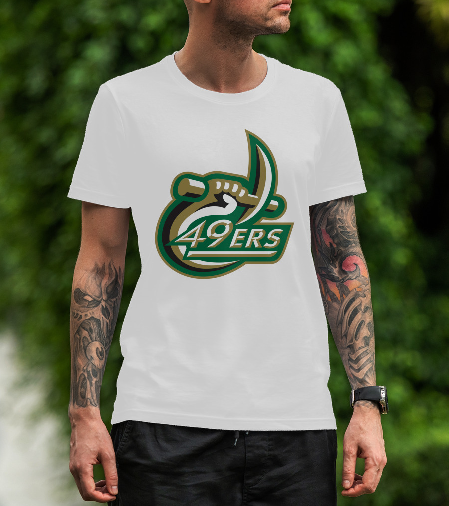 Charlotte 49ers Logo Green Gold Pickaxe Emblem T-Shirt