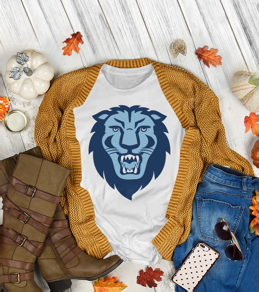 Columbia Lions Roaring Emblem Icon In Blue T-Shirt