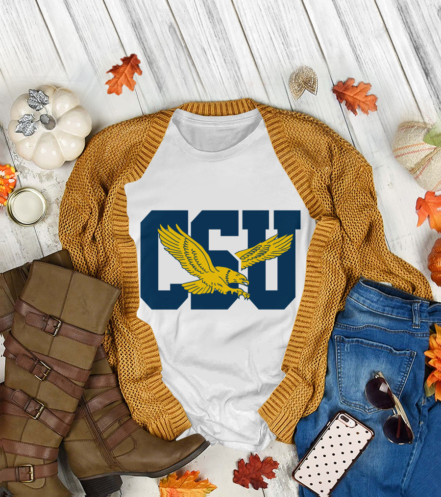 CSU Coppin State Eagles Logo Yellow Eagle Blue Letters T-Shirt