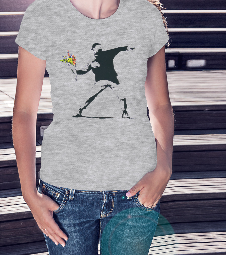 Banksy Flower Thrower Stencil T-Shirt