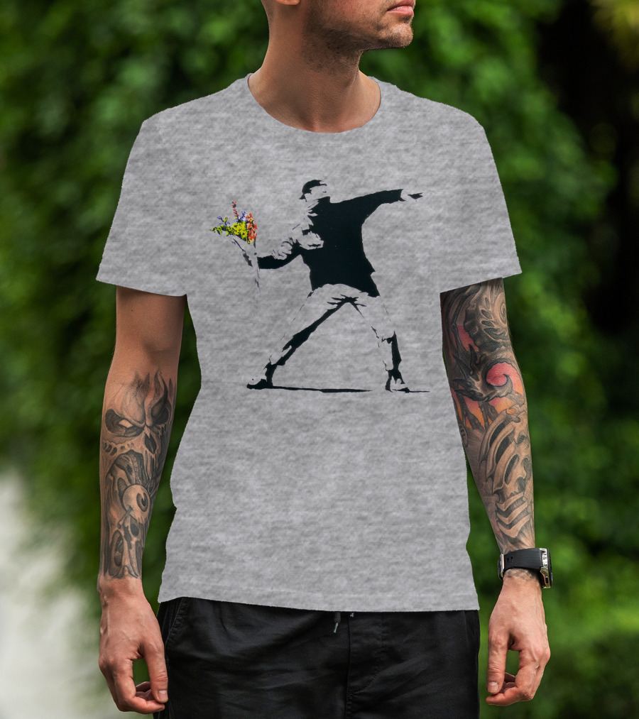 Banksy Flower Thrower Stencil T-Shirt