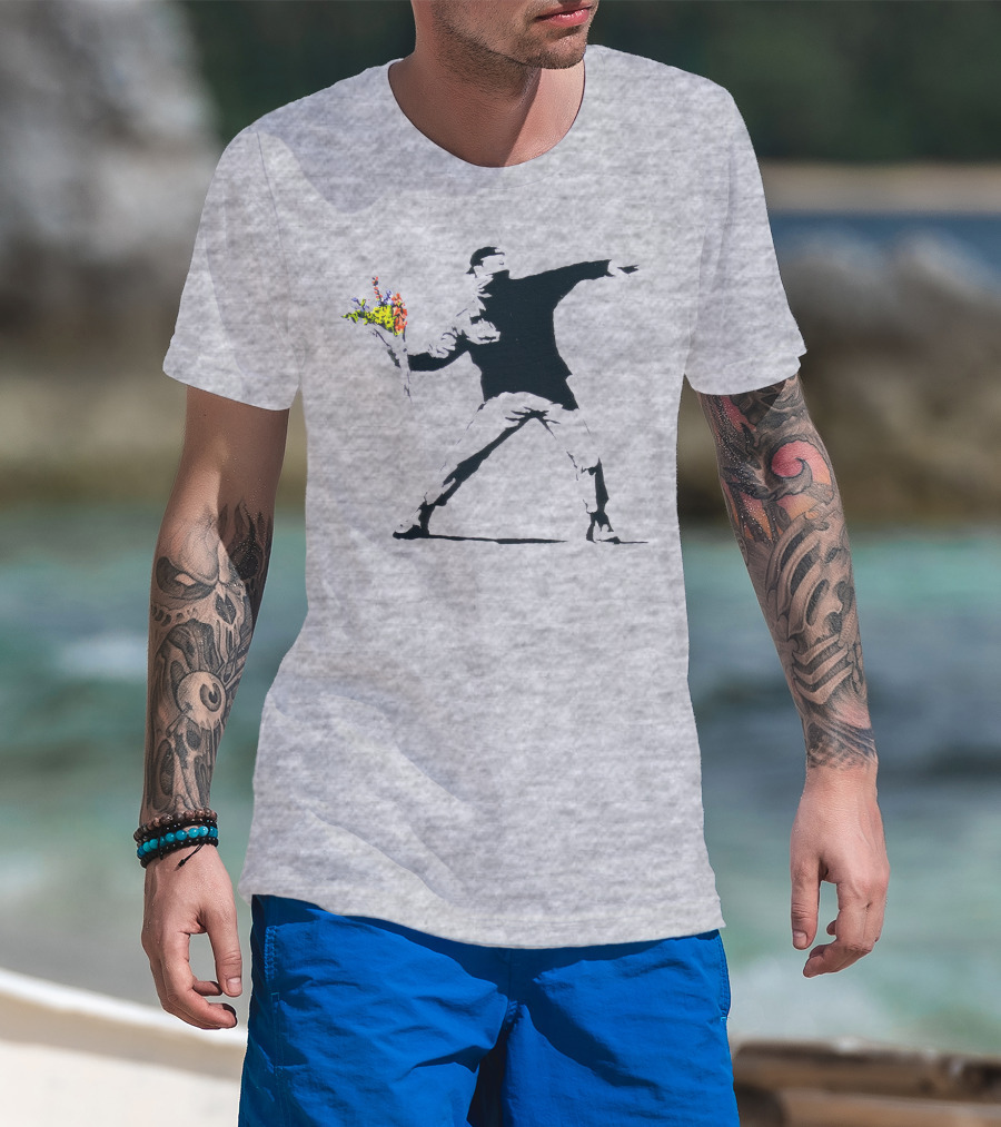 Banksy Flower Thrower Stencil T-Shirt