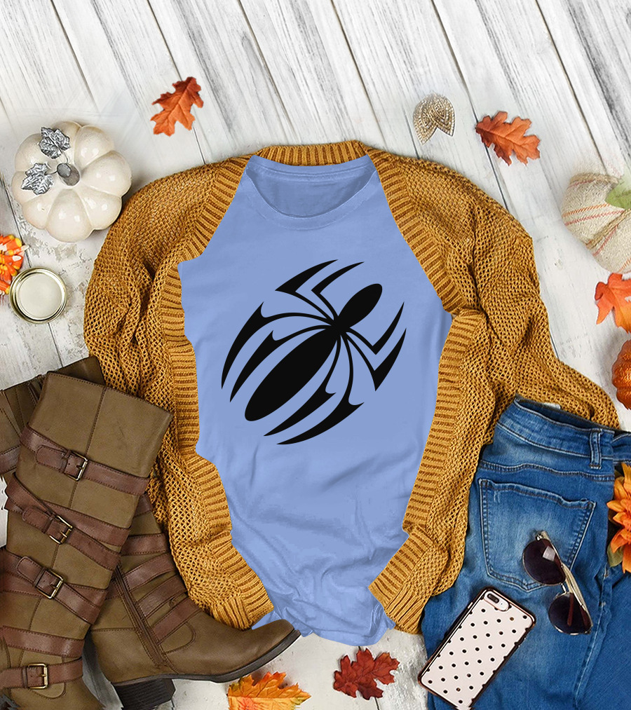 Scarlet Spider Iconic Symbol Blue Background T-Shirt