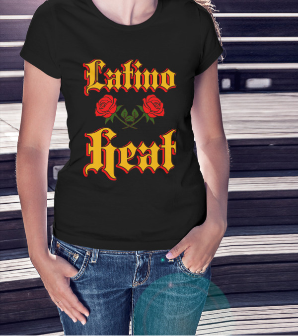 Latino Heat Red Roses Bold Font T-Shirt